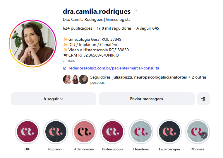 Perfil de Camila Rodrigues com 17,8 mil seguidores no registro de outubro de 2026