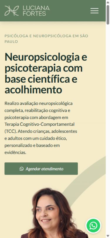 Versão móvel do site de Luciana Fortes, projeto da Wave