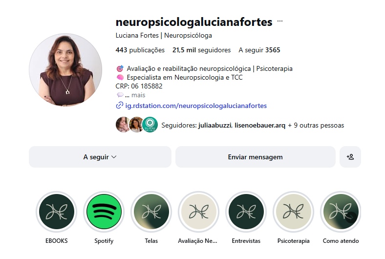 Perfil de Luciana Fortes com 21,5 mil seguidores no registro de outubro de 2026